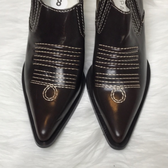 Rampage brown stitched point toe ankle boots sz 8 - Picture 2 of 6